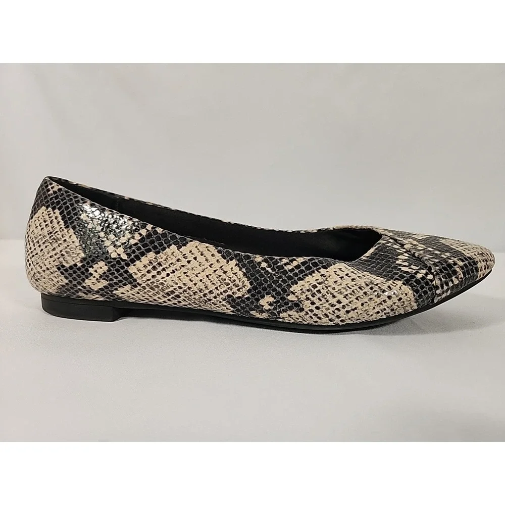 Vionic Caballo Snake Print Pointed Toe Ballet Flats Slip On Shoes Preppy Women 8